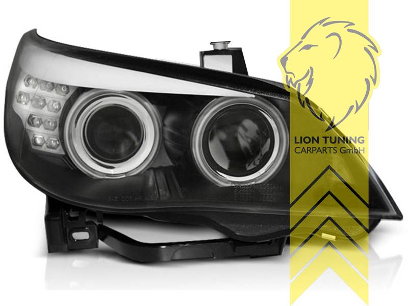 Liontuning - Tuningartikel für Ihr Auto  Lion Tuning Carparts GmbH Angel  Eyes Scheinwerfer BMW E60 Limousine E61 Touring chrom