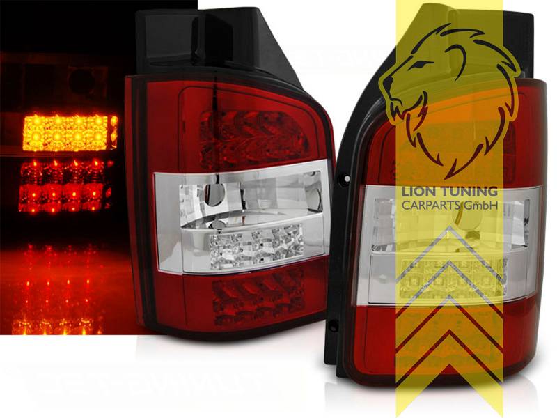 Liontuning - Tuningartikel für Ihr Auto  Lion Tuning Carparts GmbH LED Rückleuchten  VW T5 Bus Multivan Caravelle Transporter rot weiss dynamischer Blinker