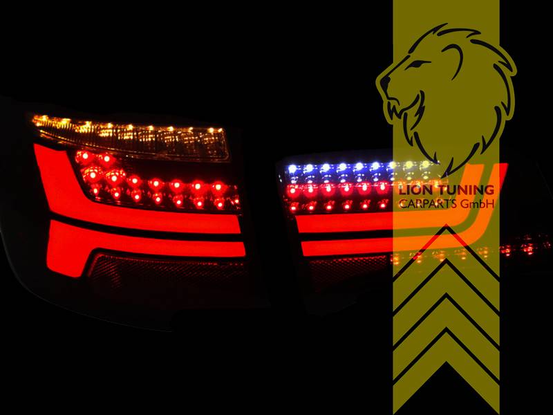 VOLL-LED Lightbar Design Rückleuchten für Audi A6 4F Avant (C6) 04-11  rot/rauch dynamischer Blinker