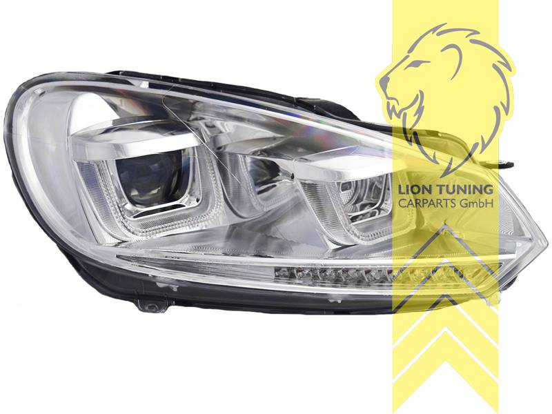Liontuning - Tuningartikel für Ihr Auto  Lion Tuning Carparts GmbH  Scheinwerfer echtes TFL OSRAM XENARC LEDriving D8S VW Golf 6 Limousine  Variant Cabrio Tagfahrlicht schwarz