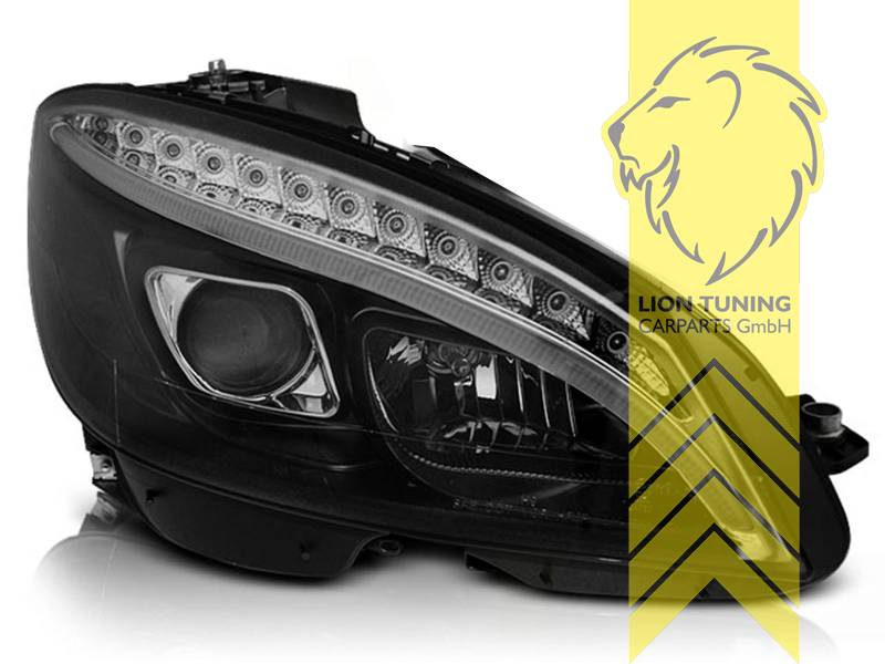 Liontuning - Tuningartikel für Ihr Auto  Lion Tuning Carparts GmbH TFL  Optik Scheinwerfer Mercedes Benz W204 S204 C-Klasse LED Tagfahrlicht schwarz