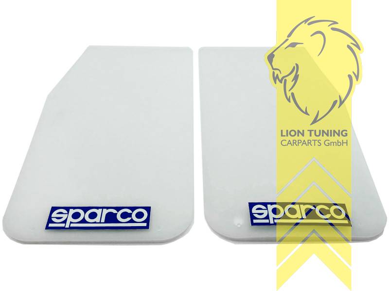 Liontuning - Tuningartikel für Ihr Auto  Lion Tuning Carparts GmbH 2x  Sparco Universal Schmutzfänger Spritzschutz Mud Flaps Splash Guards Weiß