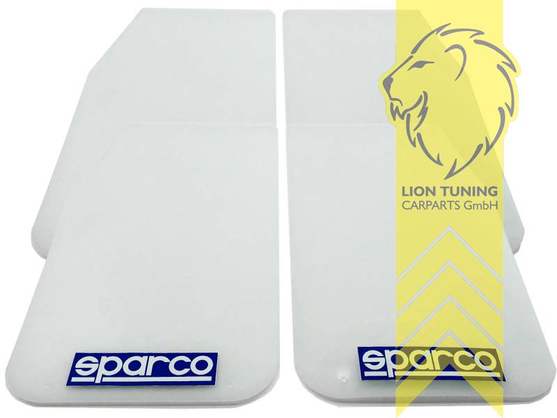 Liontuning - Tuningartikel für Ihr Auto  Lion Tuning Carparts GmbH 2x  Sparco Universal Schmutzfänger Spritzschutz Mud Flaps Splash Guards Weiß