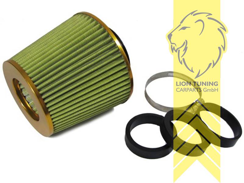 Liontuning - Tuningartikel für Ihr Auto  Lion Tuning Carparts GmbH offener  Sportluftfilter Pilz universal grün gold