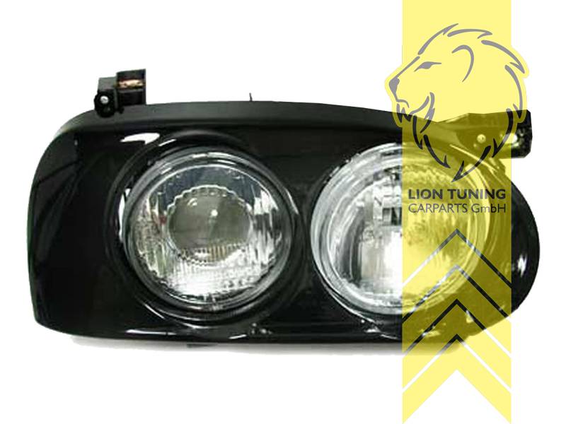 Upgrade Design Doppellinsen Scheinwerfer für VW Golf 3 91-97 schwarz/rauch