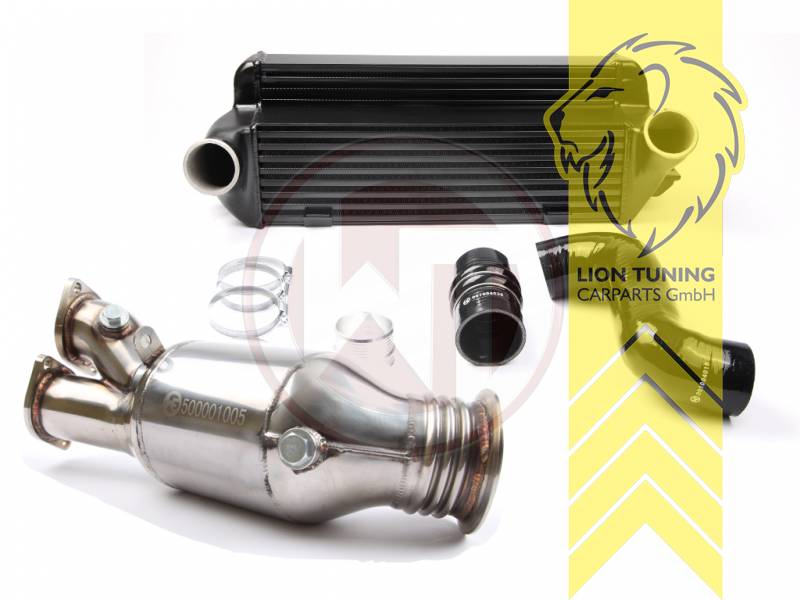 Competition EVO 2, mit KAT, Nacharbeit am Kühlersupport erforderlich, Hosenrohr-Kit mit 200 CPSI Rennkat, Aluminium, 35i 224-240KW, N55, 520mm x 210mm x 150mm (gestuft), !!! Nicht im Bereich der STVZO zugelassen !!!