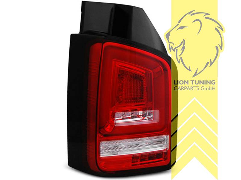 Liontuning - Tuningartikel für Ihr Auto  Lion Tuning Carparts GmbH LED  Rückleuchten VW T5 Bus Multivan Caravelle Transporter rot weiss dynamischer  Blinker