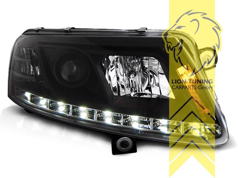 Liontuning - Tuningartikel für Ihr Auto  Lion Tuning Carparts GmbH LED  Tagfahrlicht Optik Scheinwerfer für Audi A6 4F LED Tagfahrlicht Limo Avant  schwarz