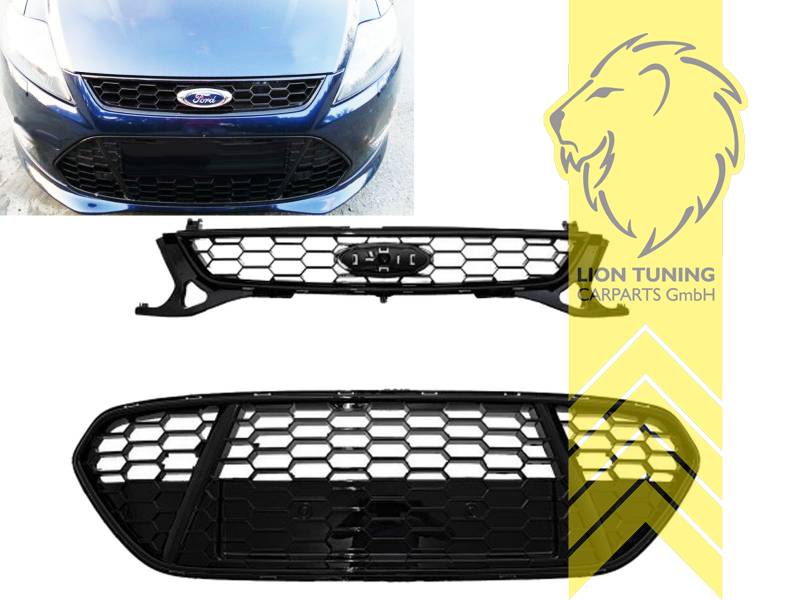 Liontuning - Tuningartikel für Ihr Auto  Lion Tuning Carparts GmbH  Sportgrill Kühlergrill für Ford Mondeo 4 Limousine Turnier MK4 BA7 schwarz