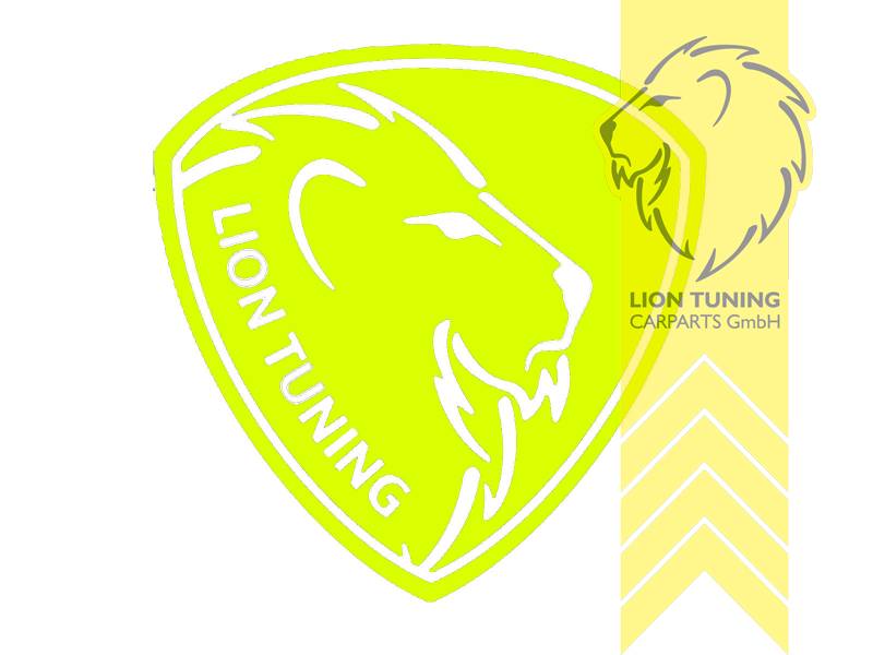 Liontuning - Tuningartikel für Ihr Auto  Lion Tuning Carparts GmbH Lion  Tuning Wappen Logo Aufkleber 9x9cm neon gelb