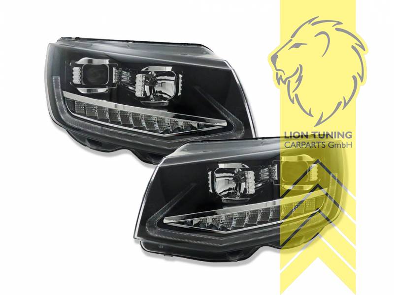 Liontuning - Tuningartikel für Ihr Auto  Lion Tuning Carparts GmbH  Scheinwerfer echtes LED Tagfahrlicht für VW T6 Bus Transporter Multivan  schwarz mit dynamischem Blinker