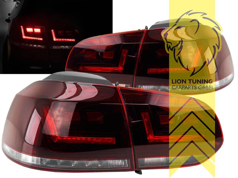 Liontuning - Tuningartikel für Ihr Auto  Lion Tuning Carparts GmbH OSRAM  LED Rückleuchten Heckleuchten für VW Golf 6 rot schwarz smoke