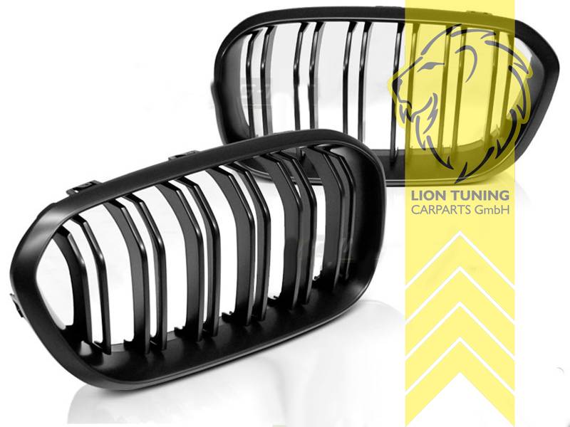 Liontuning - Tuningartikel für Ihr Auto  Lion Tuning Carparts GmbH Grill  Sportgrill Kühlergrill für BMW 1er F20 F21 LCI schwarz glänzend Doppelsteg