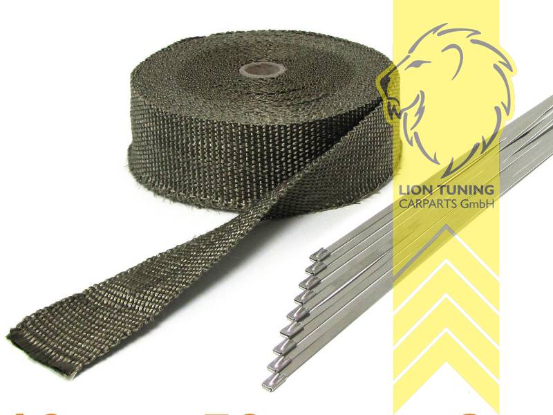 Liontuning - Tuningartikel für Ihr Auto  Lion Tuning Carparts  GmbHHitzeschutzband Auspuffband Titan Rolle 10m 50mm x 2mm