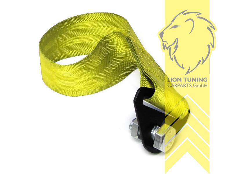 Liontuning - Tuningartikel für Ihr Auto  Lion Tuning Carparts  GmbHUniversal Abschleppschlaufe Abschleppöse Tow Hook Strap Rallye gelb