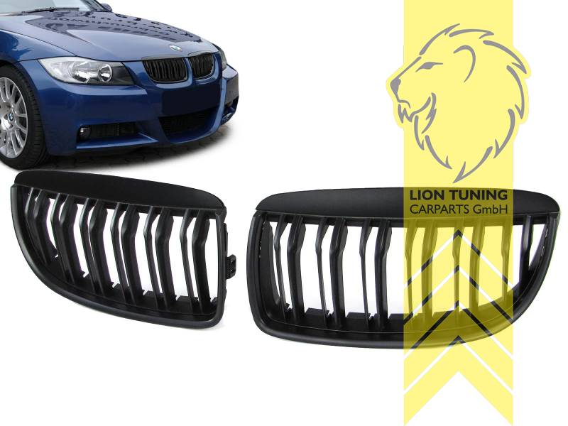 Liontuning - Tuningartikel für Ihr Auto  Lion Tuning Carparts  GmbHSportgrill Kühlergrill Satz für BMW E90 Limousine E91 Touring + Blenden  schwarz