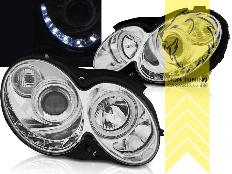 Halogen, chrom, Abblendlicht H7 / Fernlicht H7, Blinkerbirnen BAU15S, pneumatische Verstellung - wie Original, Eintragungsfrei / mit E-Prüfzeichen