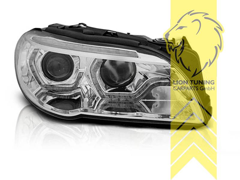 Liontuning - Tuningartikel für Ihr Auto  Lion Tuning Carparts GmbH  Scheinwerfer echtes TFL BMW F10 F11 LED Tagfahrlicht chrom Bi-XENON  dynamisch