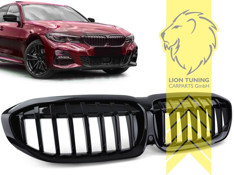 Liontuning - Tuningartikel für Ihr Auto  Lion Tuning Carparts GmbH Grill  Sportgrill Kühlergrill für BMW 3er Limo G20 Touring G21 schwarz glänzend  ohne Kamera