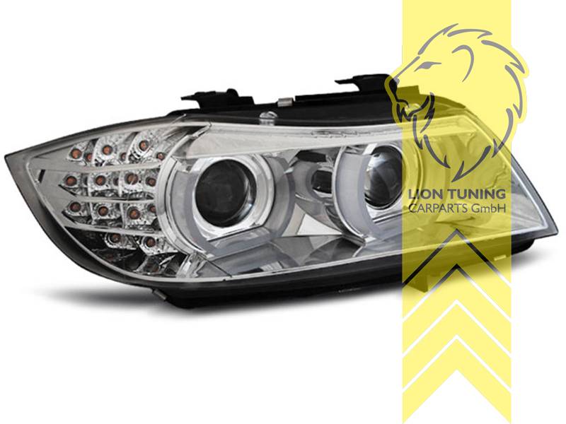 Liontuning - Tuningartikel für Ihr Auto  Lion Tuning Carparts GmbH 3D LED  Angel Eyes Scheinwerfer für BMW E90 Limousine E91 Touring chrom XENON AFS