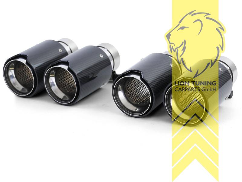 Liontuning - Tuningartikel für Ihr Auto  Lion Tuning Carparts GmbH Universal  Edelstahl Carbon Endrohr Auspuff Blende 93mm