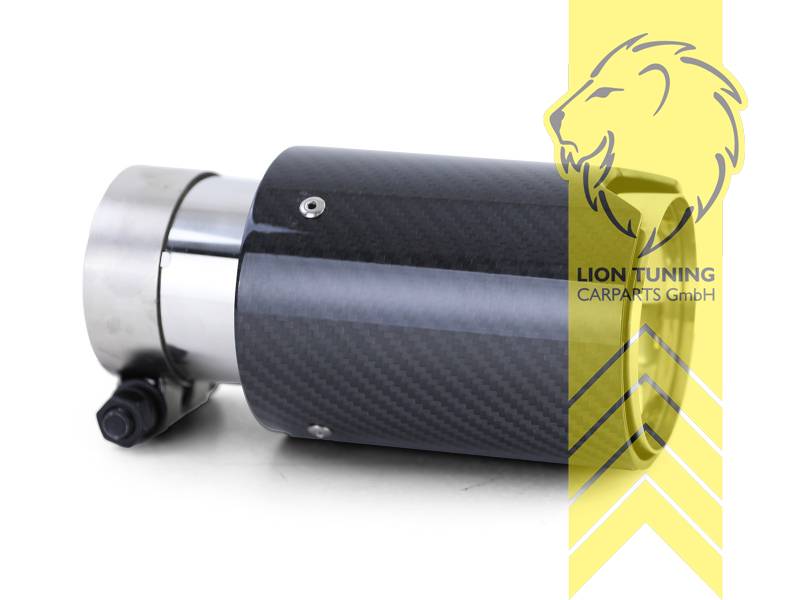 Liontuning - Tuningartikel für Ihr Auto  Lion Tuning Carparts GmbH  Universal Edelstahl Carbon Endrohr Auspuff Blende 93mm