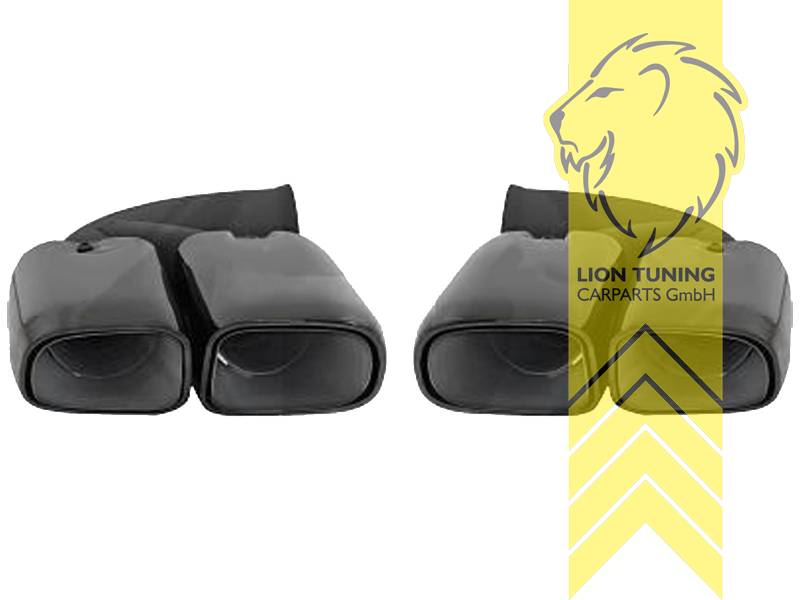 Liontuning - Tuningartikel für Ihr Auto  Lion Tuning Carparts  GmbHEdelstahl Endrohre Auspuff Blende Auspuffblenden für Porsche Cayenne  schwarz