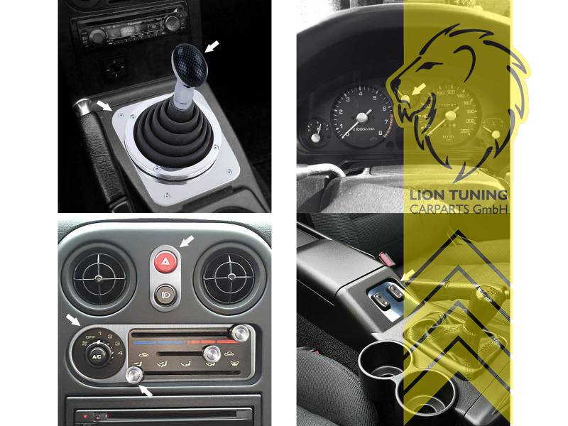 Liontuning - Tuningartikel für Ihr Auto  Lion Tuning Carparts GmbH  Edelstahl Innenraum Set Blende Rahmen für Mazda MX-5 NA Miata