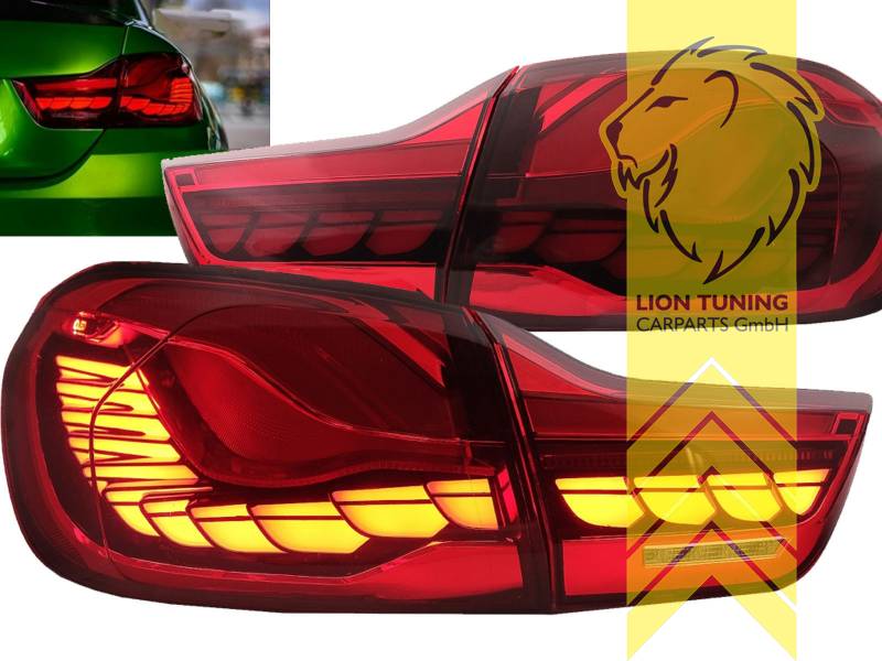 Liontuning - Tuningartikel für Ihr Auto  Lion Tuning Carparts GmbH Light  Bar LED OLED Rückleuchten Heckleuchten für BMW 4er F32 F33 F36 M4 F82 F83  Coupe Cabrio rot