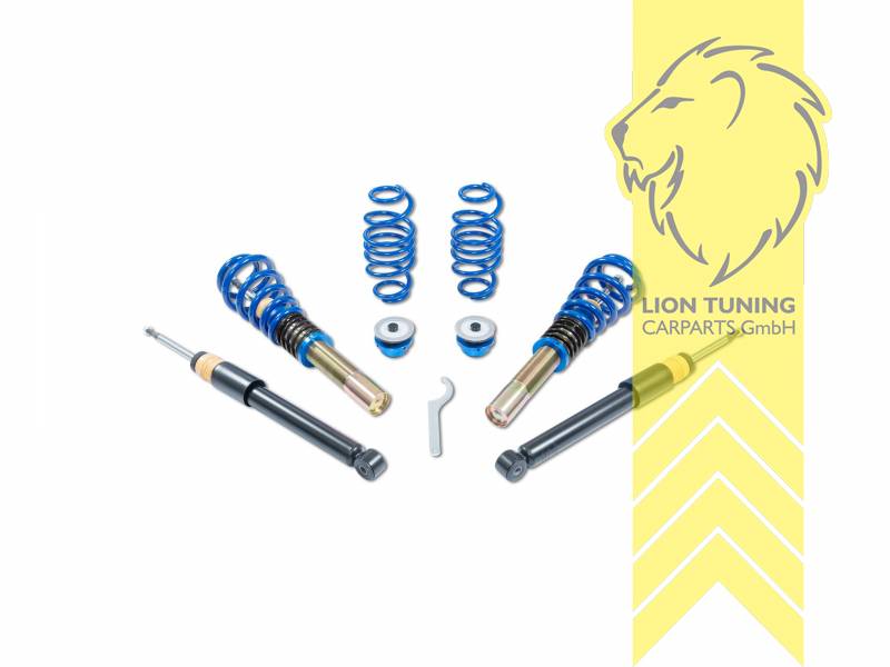 nicht für Modelle mit Niveauregulierung, blau, Für Fahrzeuge ohne elektronische Dämpferregelung, Nicht für Fahrzeuge mit elektronischer Dämpferverstellung., Bei Fahrzeugen mit werksseitiger Tieferlegung reduziert sich die angegebene Tieferlegungsrate um das Maß der werkseitigen Tieferlegung, Stahl verzinkt, Eintragungspflichtig / Teilegutachten liegt bei