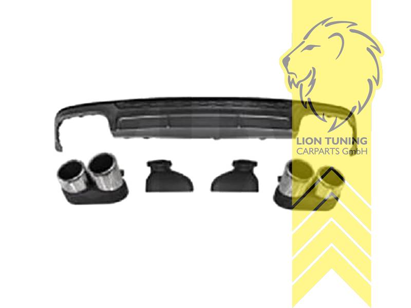 links und rechts in 4-Rohr Optik, chrom, schwarz, nur passend für S-Line Stoßstange, Nur passend für Modelle ohne Ad-Blue Tank, Eintragungsfrei / als Ersatzteil verwendbar