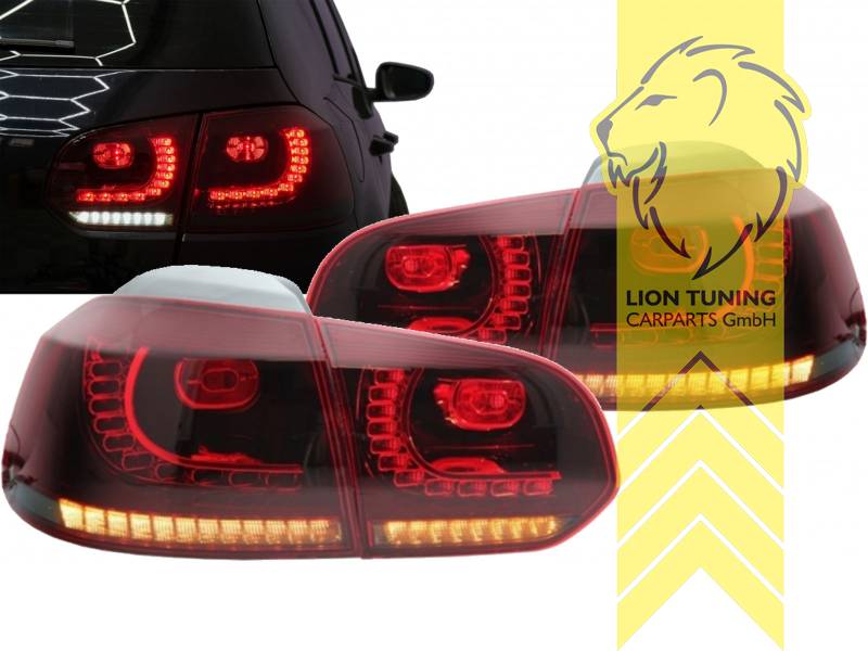 Liontuning - Tuningartikel für Ihr Auto  Lion Tuning Carparts GmbH LED  Rückleuchten VW Golf 6 rot schwarz Gti Optik