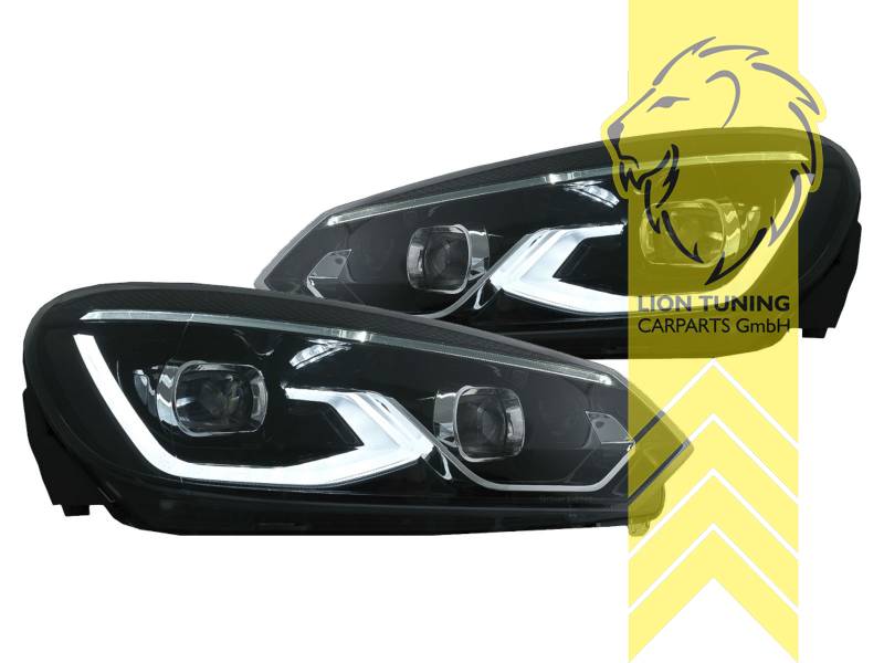 Liontuning - Tuningartikel für Ihr Auto  Lion Tuning Carparts GmbH  Scheinwerfer echtes TFL OSRAM XENARC LEDriving D8S VW Golf 6 Limousine  Variant Cabrio Tagfahrlicht schwarz LEDHL103-BK