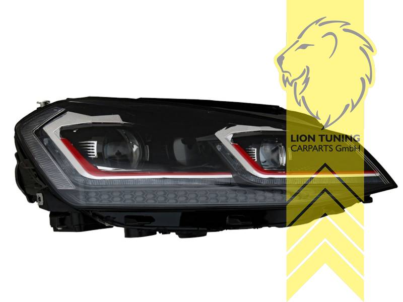 Liontuning - Tuningartikel für Ihr Auto  Lion Tuning Carparts GmbH  Scheinwerfer echtes TFL VW Golf 7 Limousine Variant schwarz