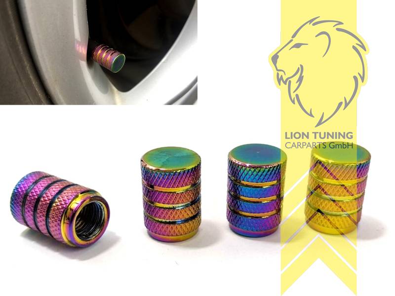 Liontuning - Tuningartikel für Ihr Auto  Lion Tuning Carparts GmbH  Universal Aluminium Ventil Kappen Set für Auto Motorrad Fahrrad Reifen  eloxiert gold