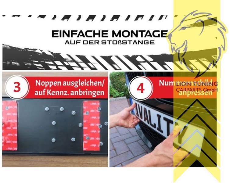 Liontuning - Tuningartikel für Ihr Auto  Lion Tuning Carparts GmbH Simple  Fix Universal Clip Kennzeichen Nummernschild Klemm Halter Rahmenlos schwarz