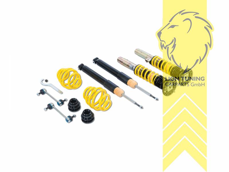 ST XTA ( Härteverstellbar mit Stützlager ), gelb, Bei der Verwendung von Domstreben werden ggf. längere Gewindebolzen für die Stützlager benötigt (bitte separat bestellen). Für die Passgenauigkeit der längeren Gewindebolzen wird seitens KW keine Gewährleistung übernommen., Bei Einbau mit serienmäßigen Rad-/Reifenkombinationen sind evtl. Spurverbreiterungen erforderlich., Nicht für Allradfahrzeuge (4WD, 4x4, 4Matic, 4Motion usw.)., Stahl verzinkt, Eintragungspflichtig / Teilegutachten liegt bei