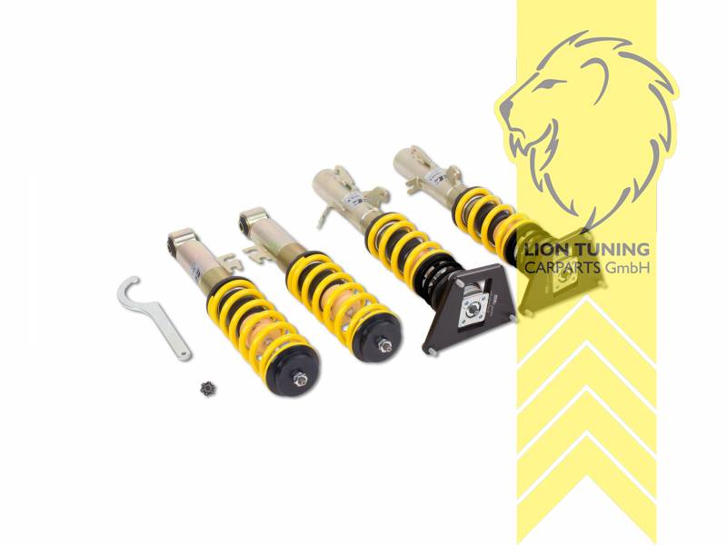 ST XTA ( Härteverstellbar mit Stützlager ), gelb, Zur Sturzkorrektur an der Hinterachse empfehlen wir die Verwendung des einstellbaren KW Querlenkers. KW Nr. 68510065., Bei Einbau mit serienmäßigen Rad-/Reifenkombinationen sind evtl. Spurverbreiterungen erforderlich., Stahl verzinkt, Eintragungspflichtig / Teilegutachten liegt bei