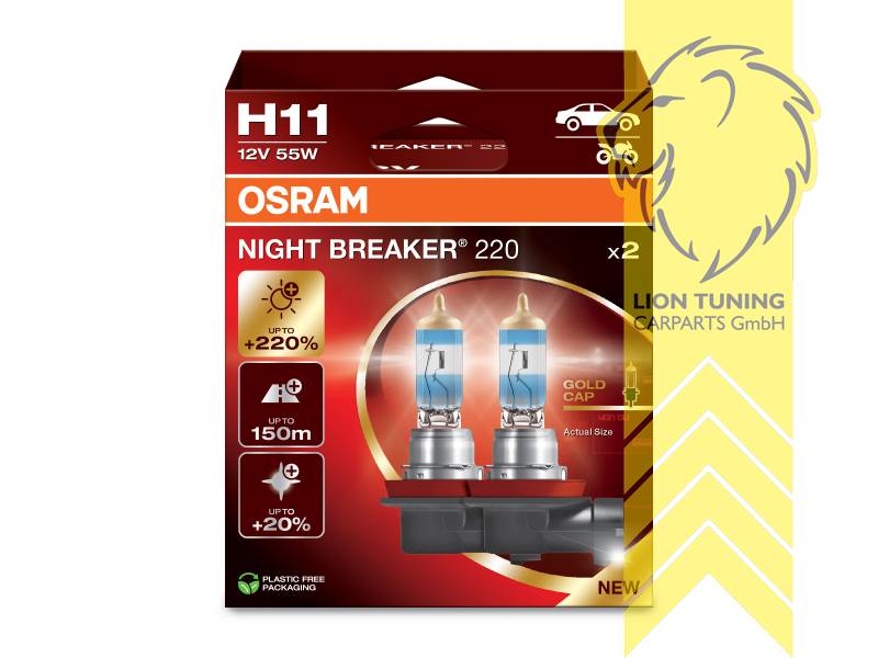 Halogen, 3900K, H11, 55W, 12 V, Eintragungsfrei / mit E-Prüfzeichen