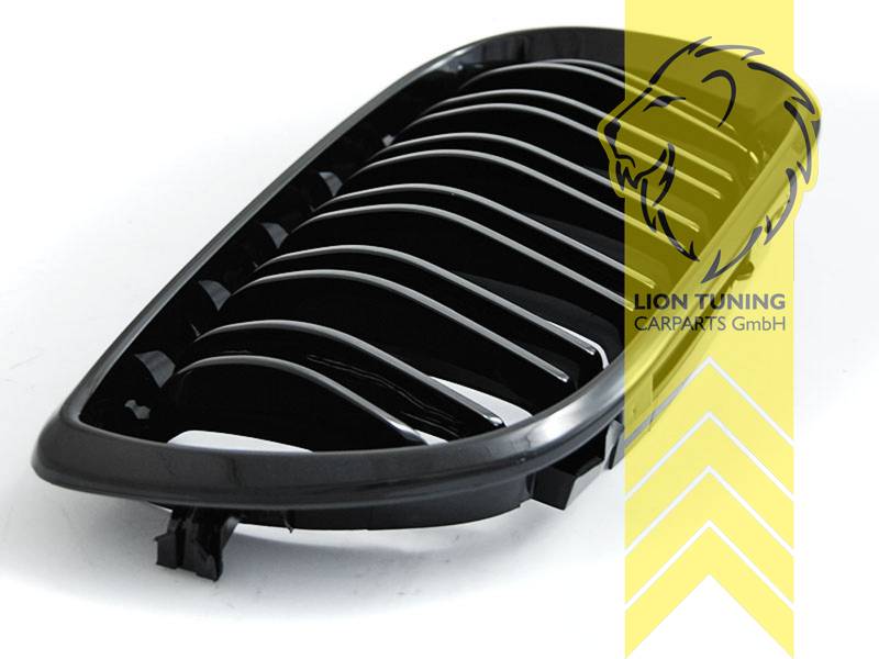 Liontuning - Tuningartikel für Ihr Auto  Lion Tuning Carparts Gmbh Grill  Sportgrill Kühlergrill für BMW E46 Limousine Touring schwarz glänzend  Doppelsteg