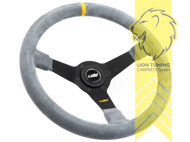 Montage im PKW nur in Kombination mit Luisi Nabe möglich, 350 mm, grau, 34mm, 6x74mm, Wildleder, gelb, 75mm, Eintragungspflichtig / mit TÜV Prüfbericht