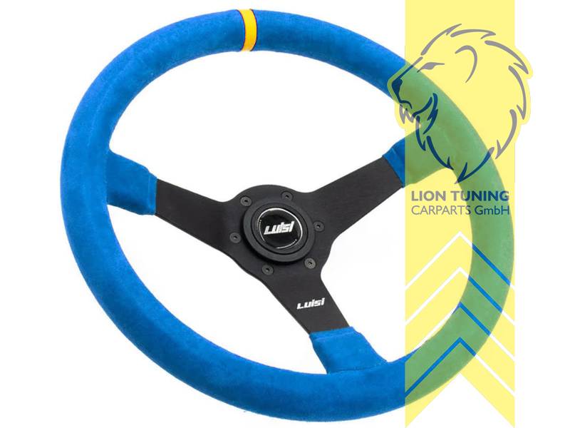 Montage im PKW nur in Kombination mit Luisi Nabe möglich, 350 mm, blau, 34mm, 6x74mm, Wildleder, gelb, 75mm, Eintragungspflichtig / mit TÜV Prüfbericht