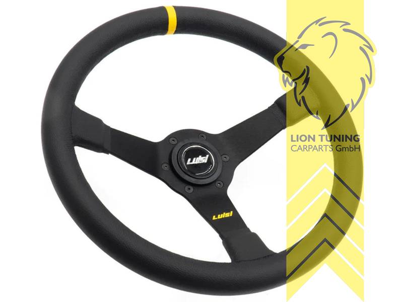 Montage im PKW nur in Kombination mit Luisi Nabe möglich, 350 mm, schwarz, 34mm, 6x74mm, Leder, gelb, 75mm, Eintragungspflichtig / mit TÜV Prüfbericht