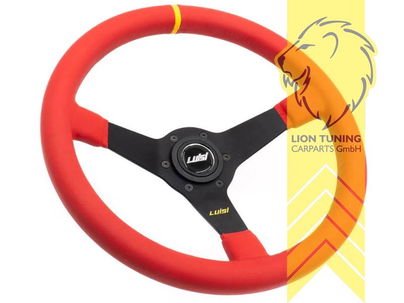 Montage im PKW nur in Kombination mit Luisi Nabe möglich, 350 mm, rot, 34mm, 6x74mm, Leder, gelb, 75mm, Eintragungspflichtig / mit TÜV Prüfbericht