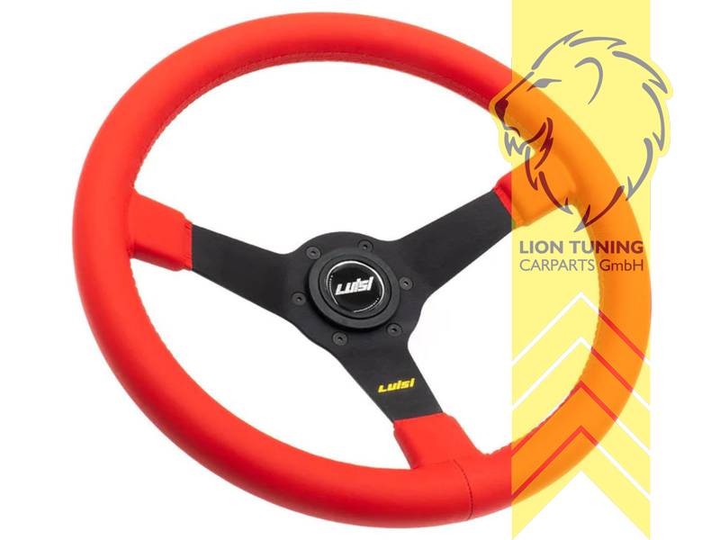 Montage im PKW nur in Kombination mit Luisi Nabe möglich, 350 mm, rot, 34mm, 6x74mm, Leder, 75mm, Eintragungspflichtig / mit TÜV Prüfbericht