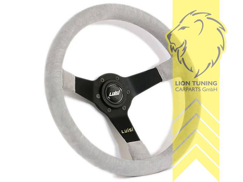 Montage im PKW nur in Kombination mit Luisi Nabe möglich, 350 mm, grau, 34mm, 6x74mm, Wildleder, 75mm, Eintragungspflichtig / mit TÜV Prüfbericht