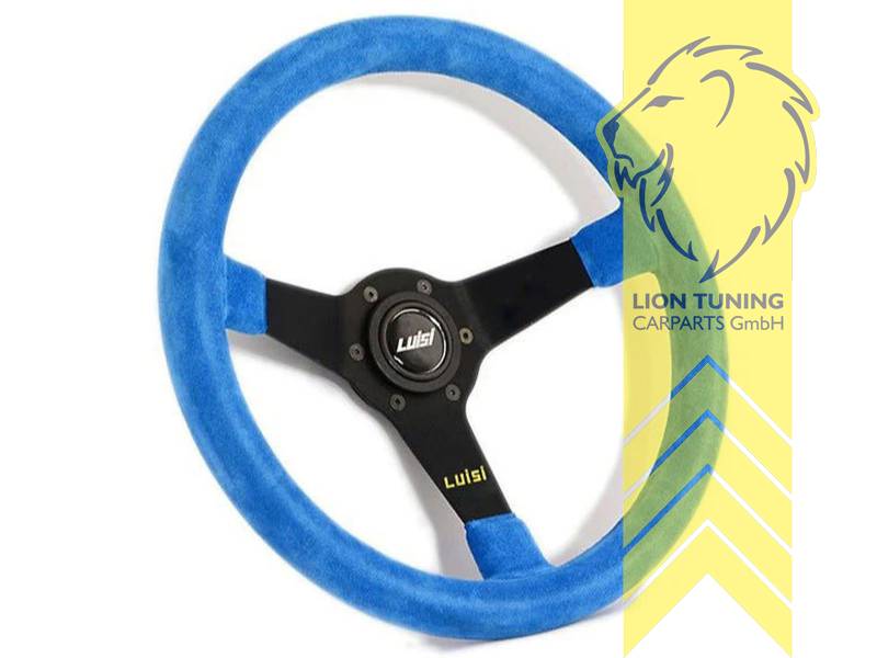 Montage im PKW nur in Kombination mit Luisi Nabe möglich, 350 mm, blau, 34mm, 6x74mm, Wildleder, 75mm, Eintragungspflichtig / mit TÜV Prüfbericht