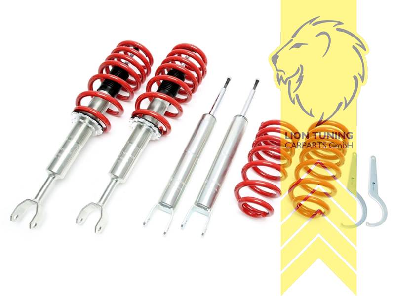nicht für Modelle mit Niveauregulierung, fest, rot, VA Dämpfer ohne unteren Befestigungssteg ( Bremsschlauchhalter) am Dämpferkörper, Stahl verzinkt, Eintragungspflichtig / Teilegutachten liegt bei