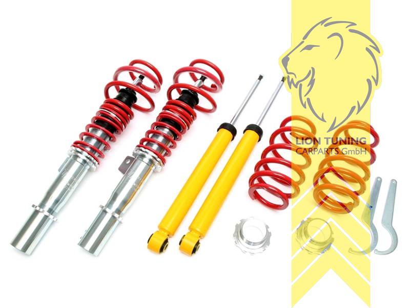 fest, rot, Bei Einbau mit serienmäßigen Rad-/Reifenkombinationen sind evtl. Spurverbreiterungen erforderlich., passend für 50/55mm Federbeindurchmesser (Adapter liegt bei), Stahl verzinkt, Eintragungspflichtig / Teilegutachten liegt bei