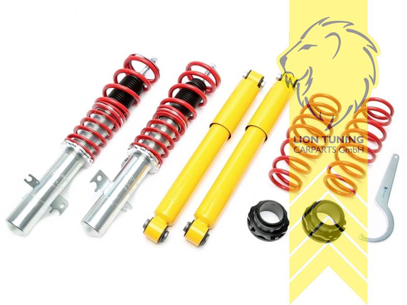 fest, rot, für Modelle mit Federbeinaufnahme Ø 51mm, Bei Einbau mit serienmäßigen Rad-/Reifenkombinationen sind evtl. Spurverbreiterungen erforderlich., Stahl verzinkt, Eintragungspflichtig / Teilegutachten liegt bei